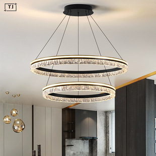 意式极简现代简约轻奢高级感大气高端灯具大厅主灯客厅灯圆环吊灯