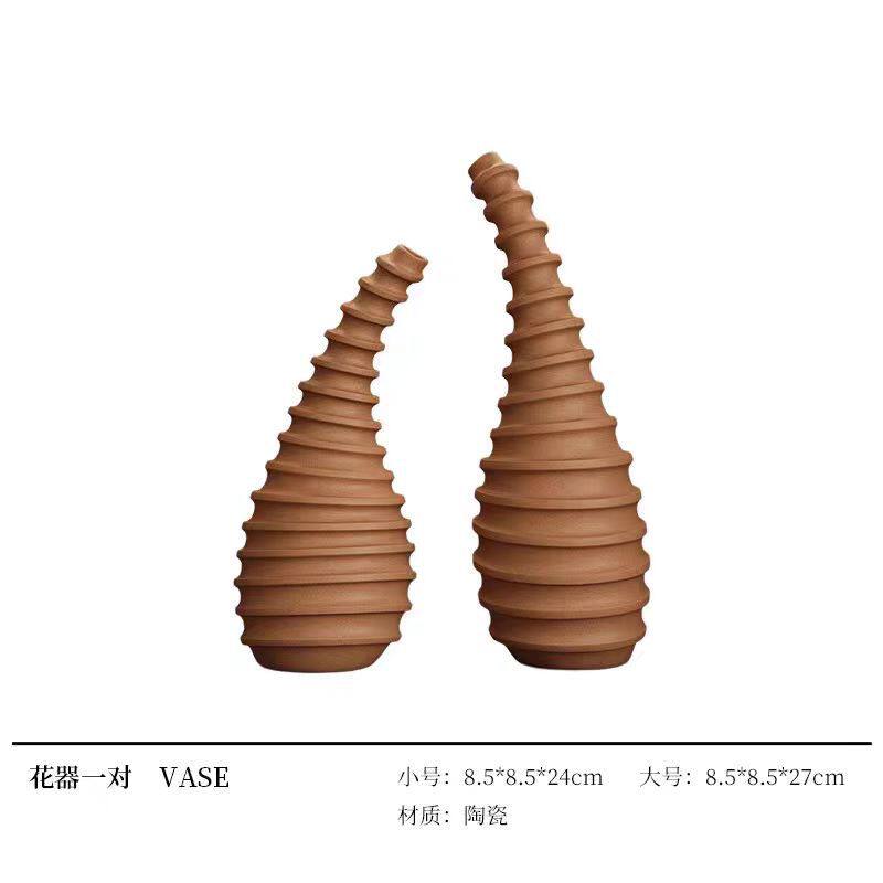 大地色艺术品摆件现代高档酒柜软装饰品客厅玄关柜开放格家居摆设