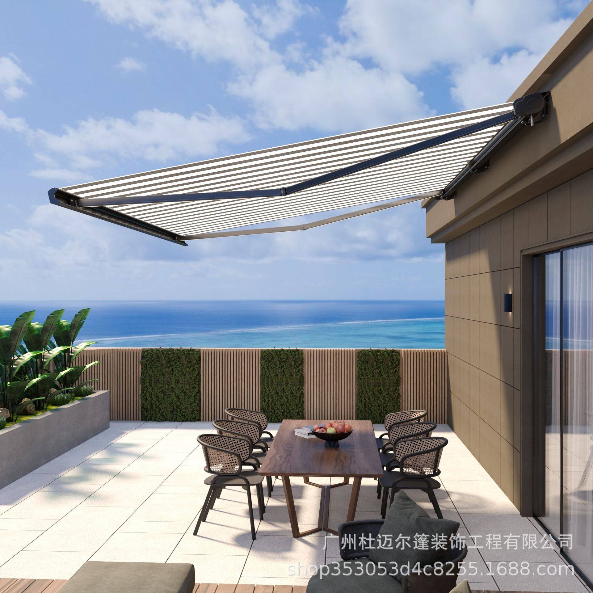 全盒电动遮阳篷遮雨伸缩式智能手机自动遥控别墅户外阳台花园高端