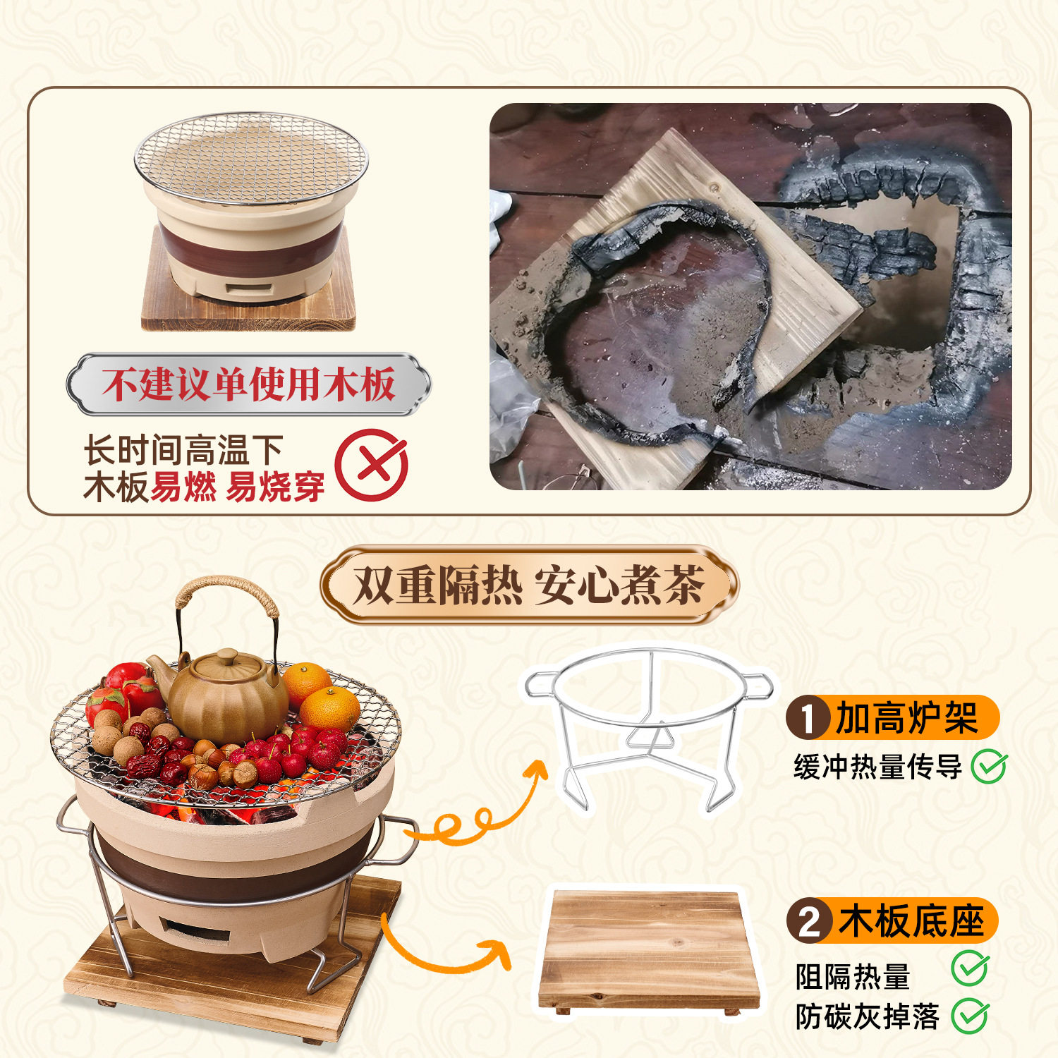 围炉煮茶新款围聚庭院烤火炉全套器具户外室内家用无烟烧烤炉摆摊