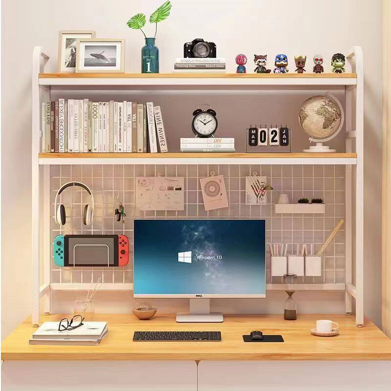 带网格置物架桌面多层书架学生书桌电脑桌多层加高收纳铁艺架子