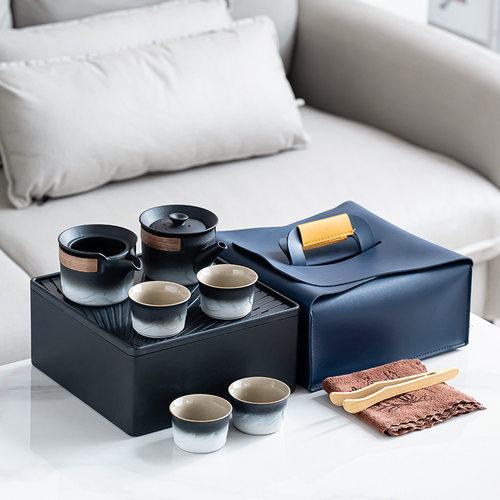 旅行茶具套装户外功夫泡茶杯子家用办公室陶瓷茶壶现代简约茶盘
