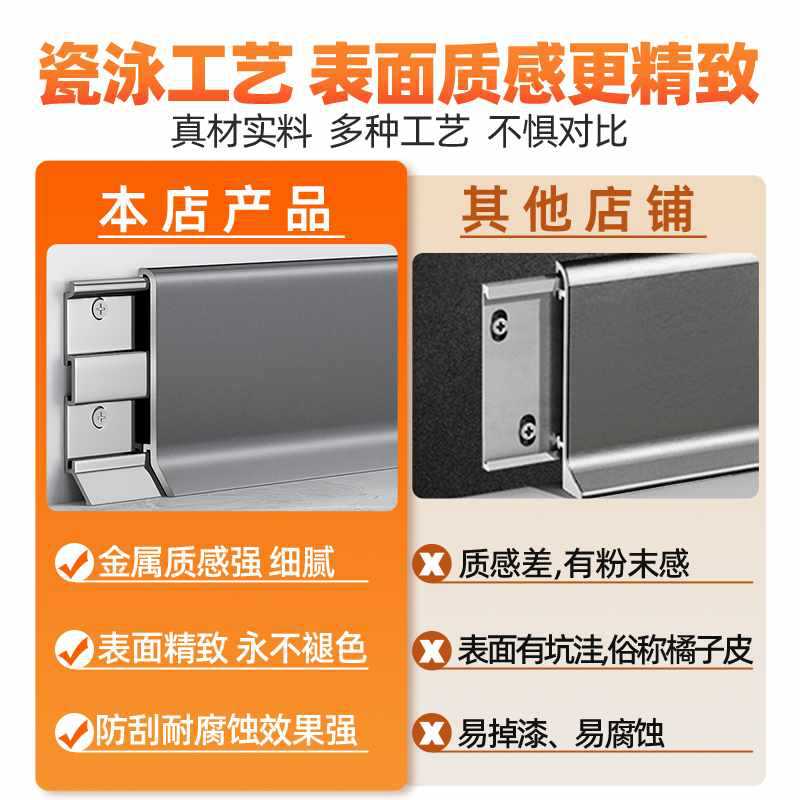 ?新款铝合金踢脚线4/6/8cm脚踢线极窄踢脚板网红不锈钢金属地脚