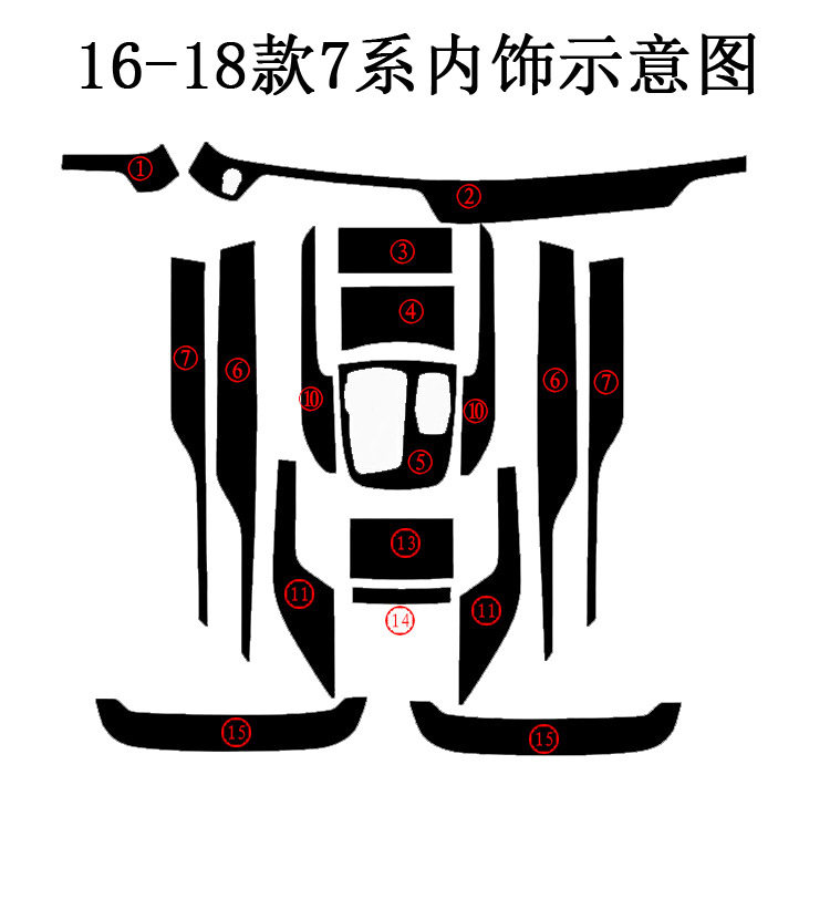 16-19宝马7系中控碳纤维贴膜