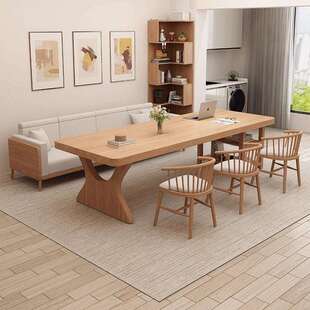 客厅化长桌子休闲多人阅读学习桌家用工作台北欧实木大书桌