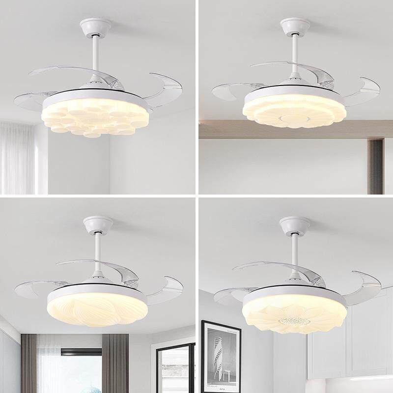 吊扇灯餐厅灯现代简约北欧大气创意新款吸顶一体风扇灯房间主卧灯