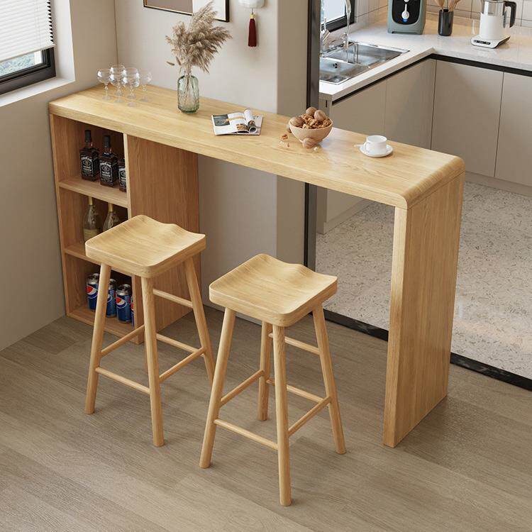 全实木家用靠墙吧台椅组合客厅隔断玄关柜餐边柜餐桌一体高脚桌椅