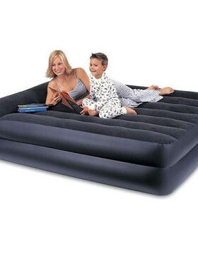 新款INTEX 64124内置电动气泵双层蓝色空气床 室内充气床 空气床