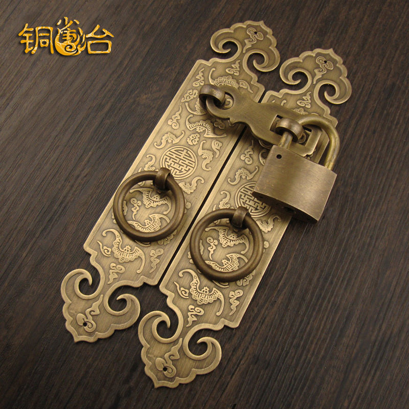 中式纯铜仿古门闩搭扣