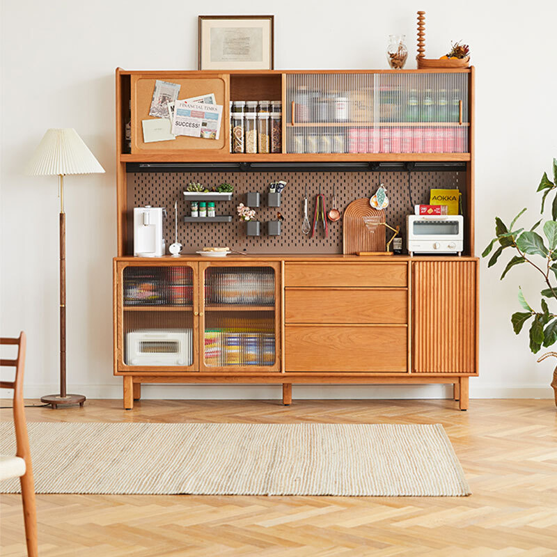 樱桃木全实木餐边柜斗柜客厅高柜轻奢型一体靠墙置物柜储物收纳柜