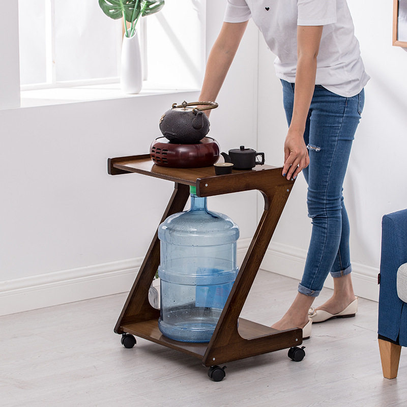 实木可移动边几边柜 带轮茶水架客厅小茶几简约沙发边桌床边桌