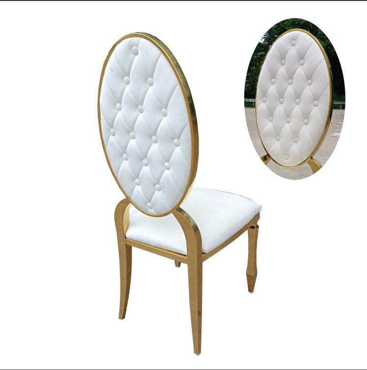 工厂批发不锈钢椅子 现代简约酒店婚庆宴会椅 椭圆高靠背拉扣椅