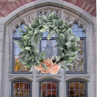 厂家批发仿真羊耳朵花环装饰场地布置道具花圈草环装饰门环挂件