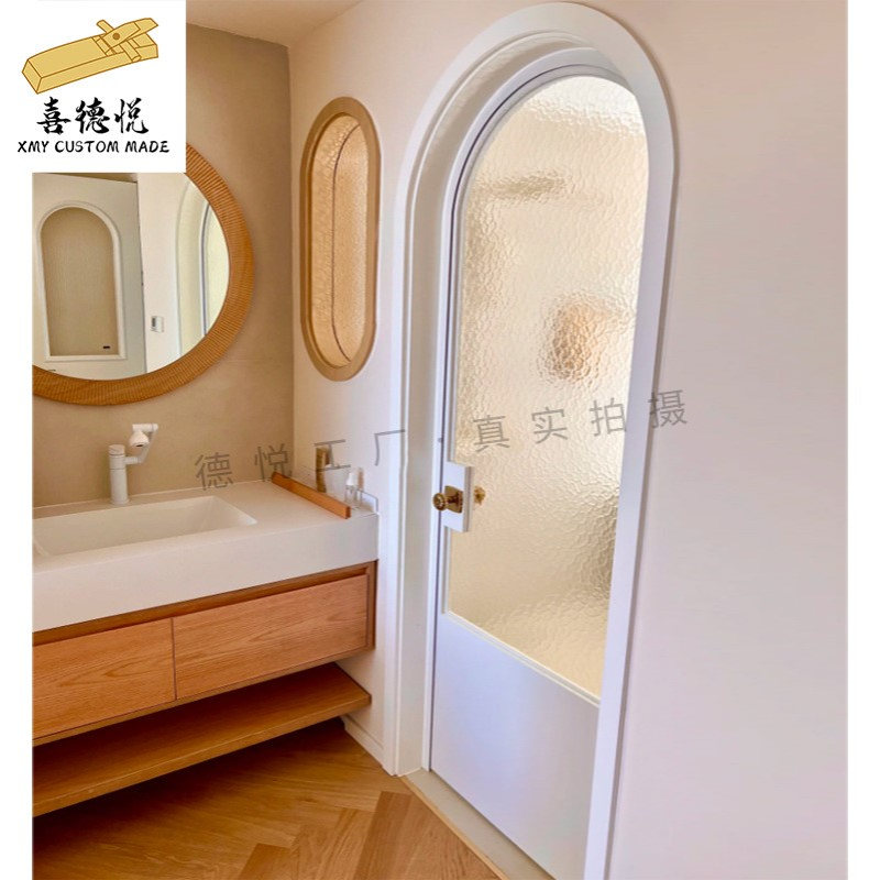 实木烤漆卫生间圆弧拱形门弧形北欧风格玻璃门套装门室内门工厂