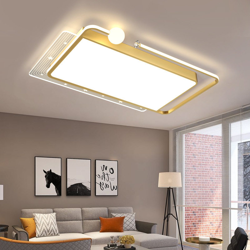 客厅吸顶灯现代简约大气金色家用卧室书房灯创意星星月亮led灯具