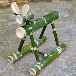 竹筒摇摇马玩具单人竹马木马竹子玩教具幼儿园儿童户外游戏器材