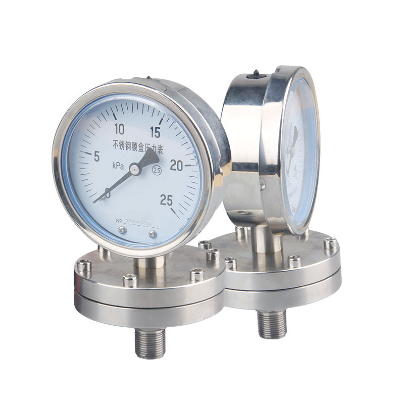 不锈钢膜片压力表YTF100BF 微压隔膜表千帕表 螺纹连接