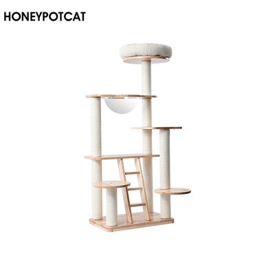 喵佐喷漆猫爬架猫窝猫树一体南橡实木猫架湿布可擦猫玩具 v210907