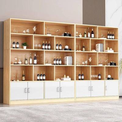 dpp酒柜展示柜客厅落地一体靠墙实木色酒架储物柜产品陈列置物柜
