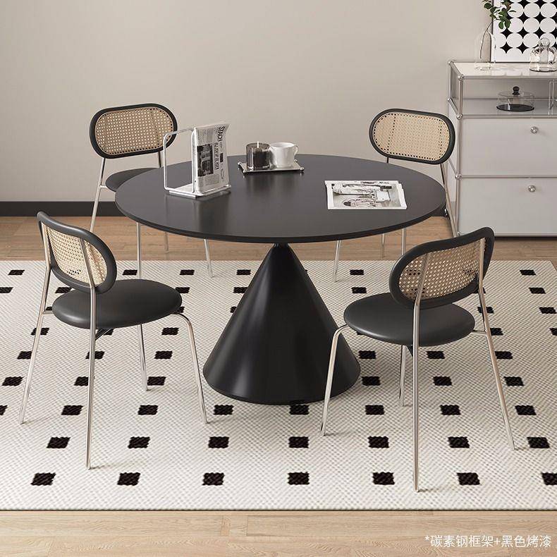 黑色岩GHI板桌意极餐简圆桌现代式家用高端复古圆形餐台简易餐餐