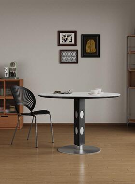 中圆餐桌用小家古简户型实木岩板桌约设计师新款复古圆形餐EIF桌