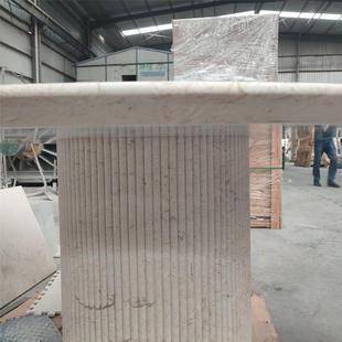 轻厂7082奢大理石圆家用简月约1.6米大餐桌桌光米黄石桌会客桌圆