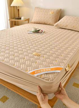 纯绣棉套防水隔尿夹棉床笠刺床罩防全棉尘床席梦EGQ思防滑保护套