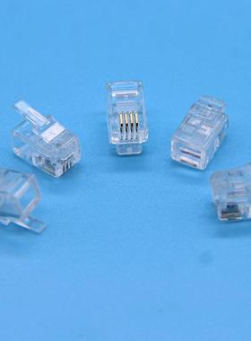 厂家直销RJ1RJ12水4SIM晶头4p4c镀金芯电话听筒线水晶11头000/包