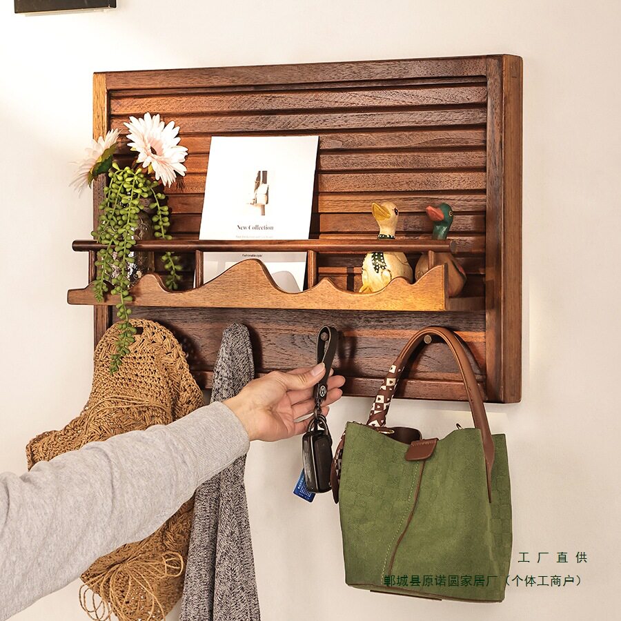 实木电表箱遮挡中式挂画置物架