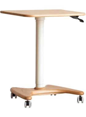 实木移动升降客桌桌可折叠气动儿书童学习桌橡木床边电UDC脑桌厅