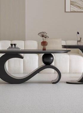 新款岩板椭圆形轻奢现代客厅简家用DCS约极茶简卧室子母几茶几家