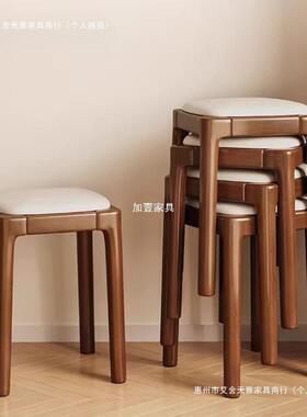 实木软整包19850凳子家可叠放凳板客厅装矮凳简用约小方凳餐桌椅