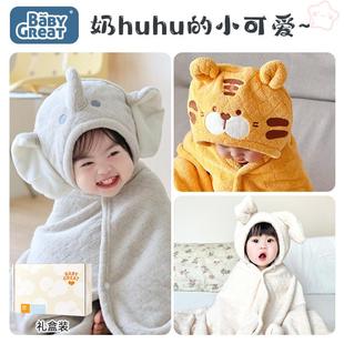 babygXJB篷reat儿童浴巾斗加新生儿宝超宝软带帽浴袍厚吸水速干浴