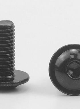 35不锈钢0黑色圆头内六角带介4螺CZC丝盘头内六角带垫螺钉M4/M/M6
