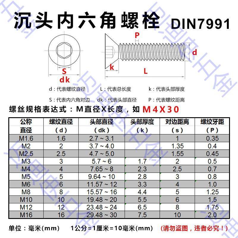 钉整盒卖30螺4788不9锈钢沉头内六角螺栓平头螺丝钉DIN791机M2-M1