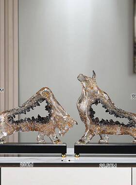 水晶招财鹿摆件牛冲胖马一轻对奢54094高气挡客厅玄关酒柜电视柜