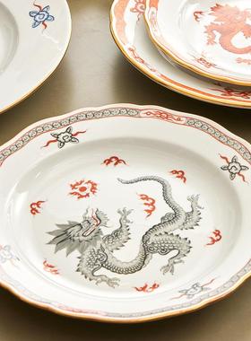 德国MESSEN梅森瓷器明之礼神龙系QYH列欧式家I用送餐具西餐盘手纯