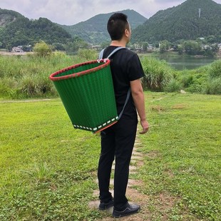 背篓塑料特大号农用钢化胶带编织非竹编家用采蘑菇摘莲蓬四川背篼