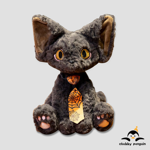 Chubby penguin黑色德文猫咪卷H毛猫毛绒玩具公仔布娃娃玩偶抱睡