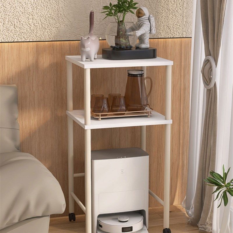 扫地机器人上方置物架放鱼缸实木架子猫砂盆落地收纳架宠物高脚架