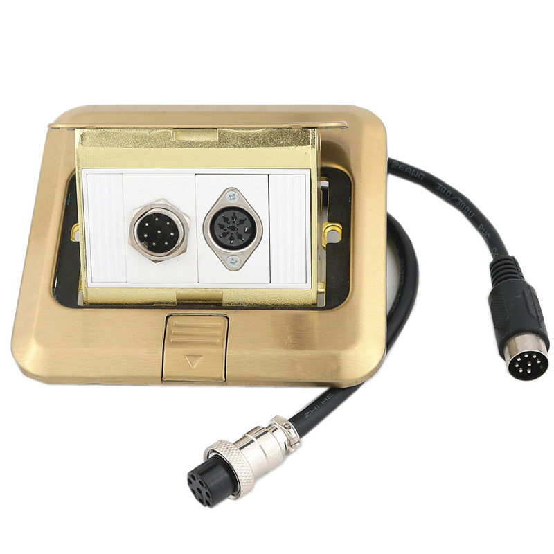 8芯手拉手话筒地插双公r对母八芯圆头麦克风会议室延长线地面插座