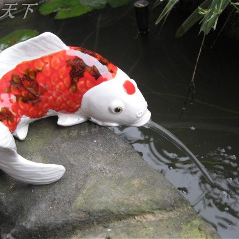 陶瓷喷水锦鲤鱼园林摆件庭院假山盆景花园鱼池家居流水招财装饰品,家居饰品,流水摆件,淘宝优惠券,粉丝福利购,淘宝优惠卷