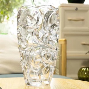 描金边紫蔓水晶高透玻璃花瓶透明插花摆件客厅餐桌插花高级花瓶