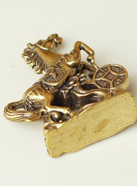 实心黄铜马到成功小摆件财源广进桌面装饰品铜生肖马骏马迷你小马