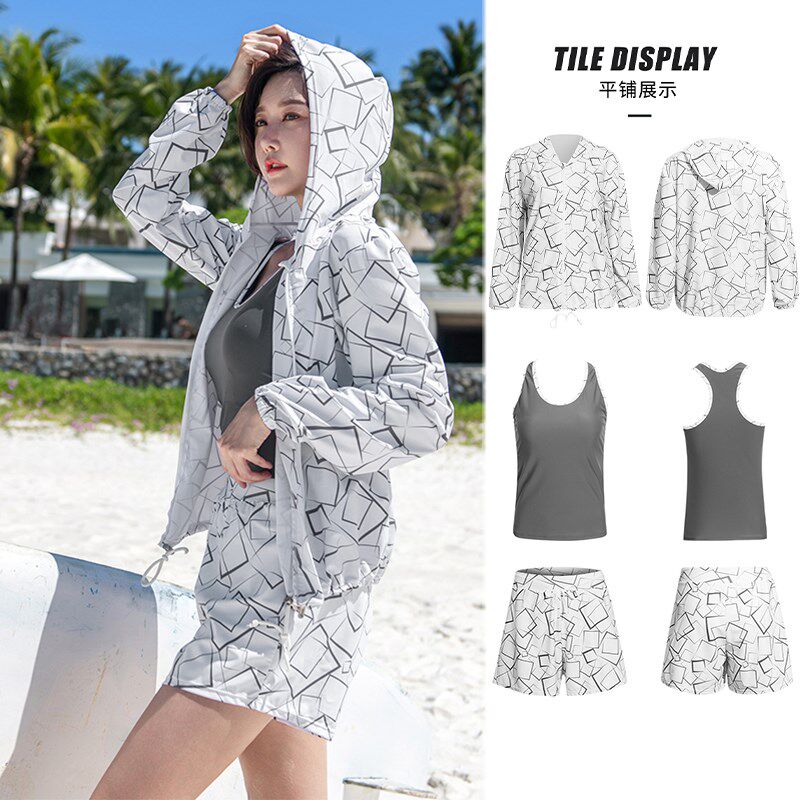 女士泳衣微胖女孩遮肉大码胖mm分体式保守海边度假三件套2024新款