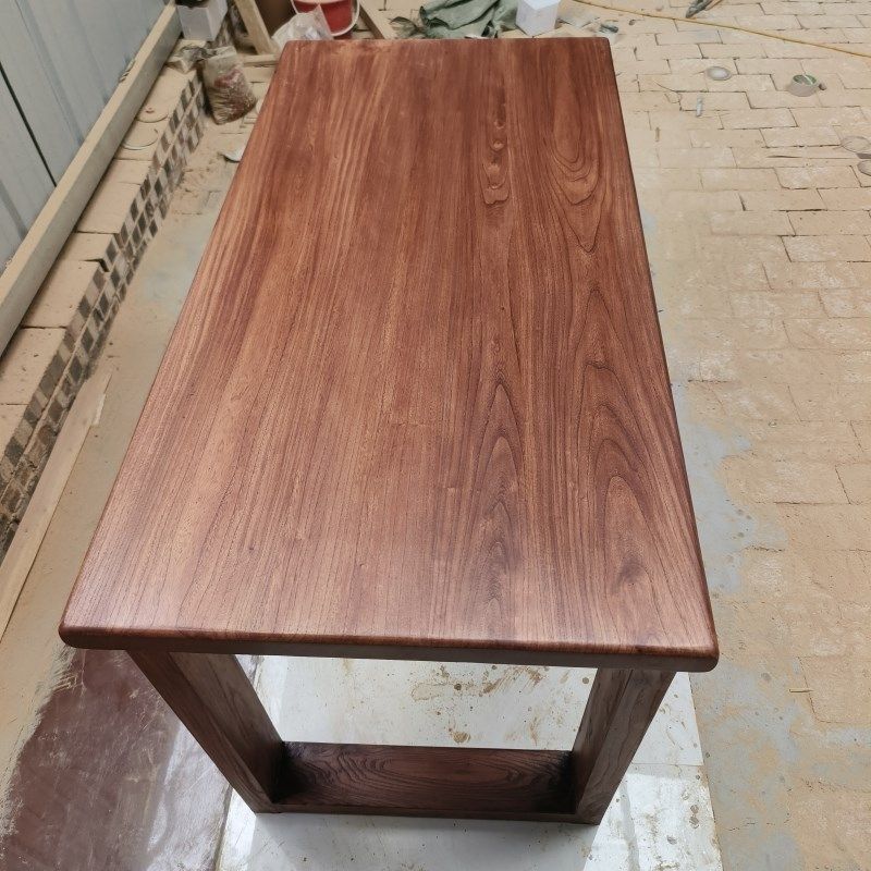 原木老榆木客厅餐桌实木饭桌商用长方形书桌写字桌茶桌民宿大板桌