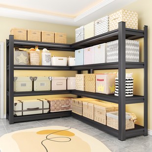 转角L型置物架拐角货架多层阳台杂物架直角收纳架仓库钢制展示架