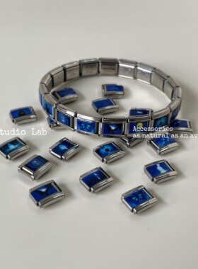 AvoStudio原创复古蓝色模块手链