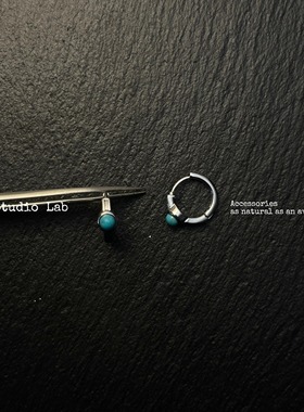 Avostudio复古耳饰-114 原创做旧松石设计感耳环天然石小众耳饰