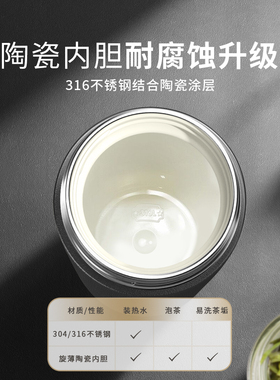 ONEDAY茶水分离泡茶杯陶瓷内胆保温杯男2025高档纯钛水杯子中秋节